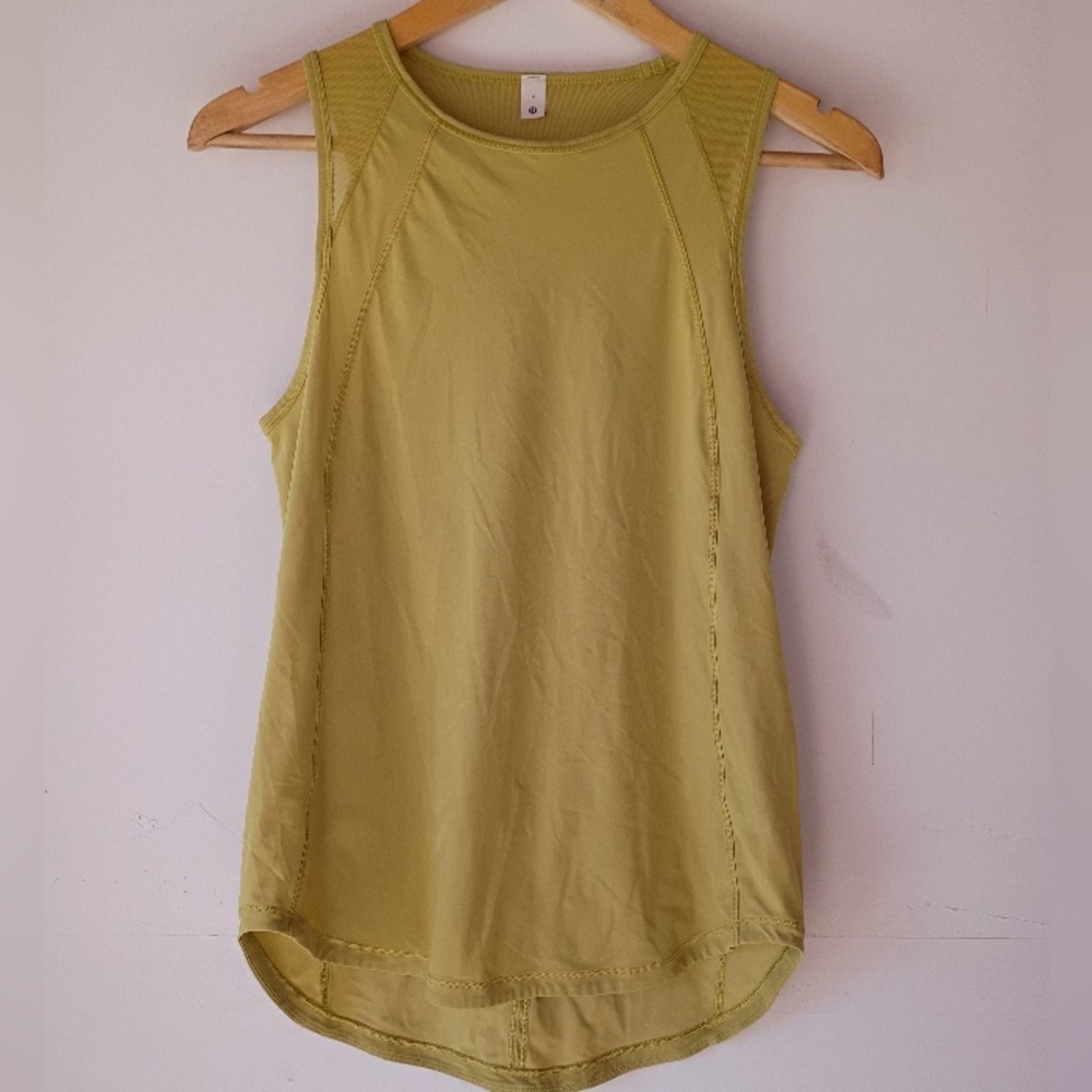 Lululemon Athletica Tank Top Size 4 Olive Green Mesh Racerback Workout Athletic